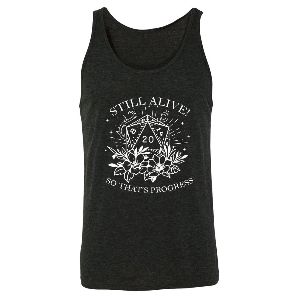 2710 Still Alive! So That’s Progress Unisex Jersey Tank - Charcoal Black Triblend - 5