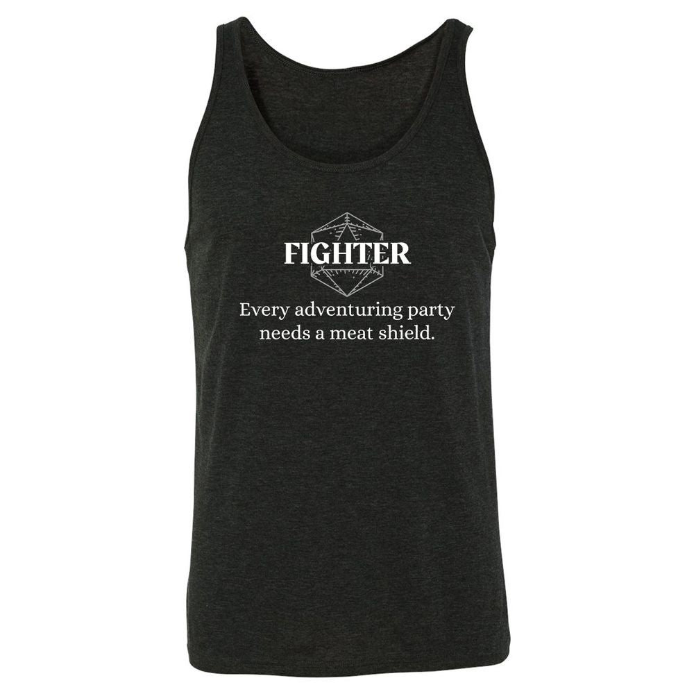 Fighter – Every Party Needs A Meat Shield Unisex Jersey Tank - Charcoal Black Triblend - 5