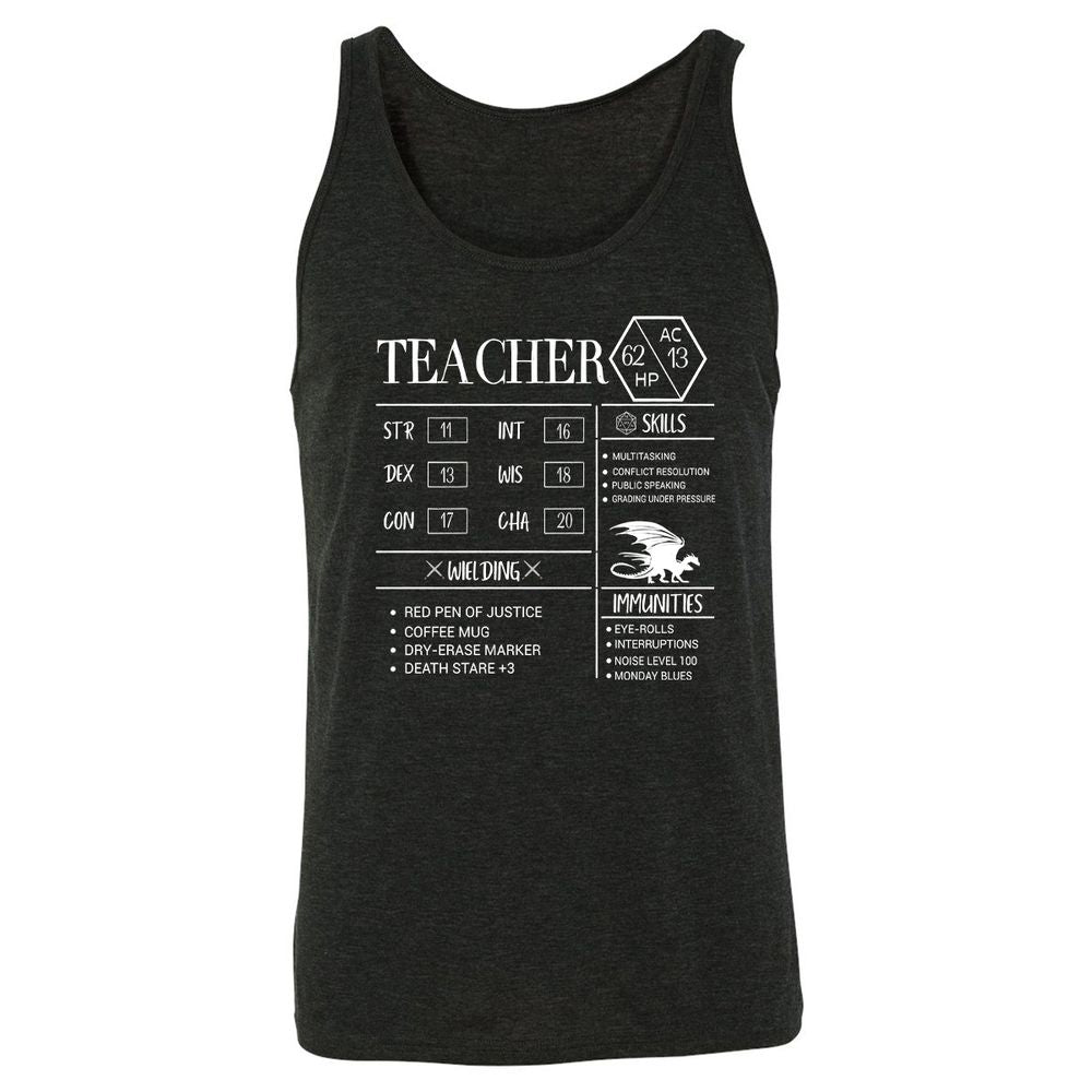 Teacher New Unisex Jersey Tank - Charcoal Black Triblend - 5