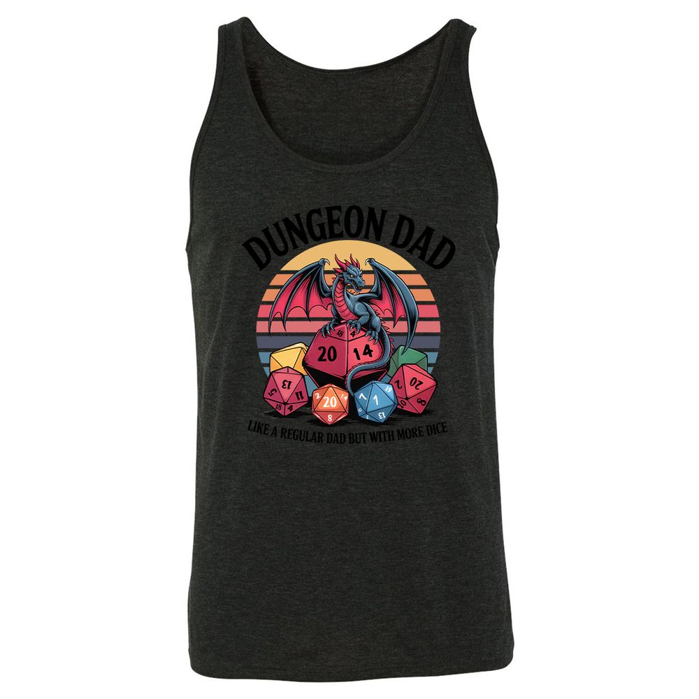 Dungeon Dad With More Dice Unisex Jersey Tank - Charcoal Black Triblend - 5