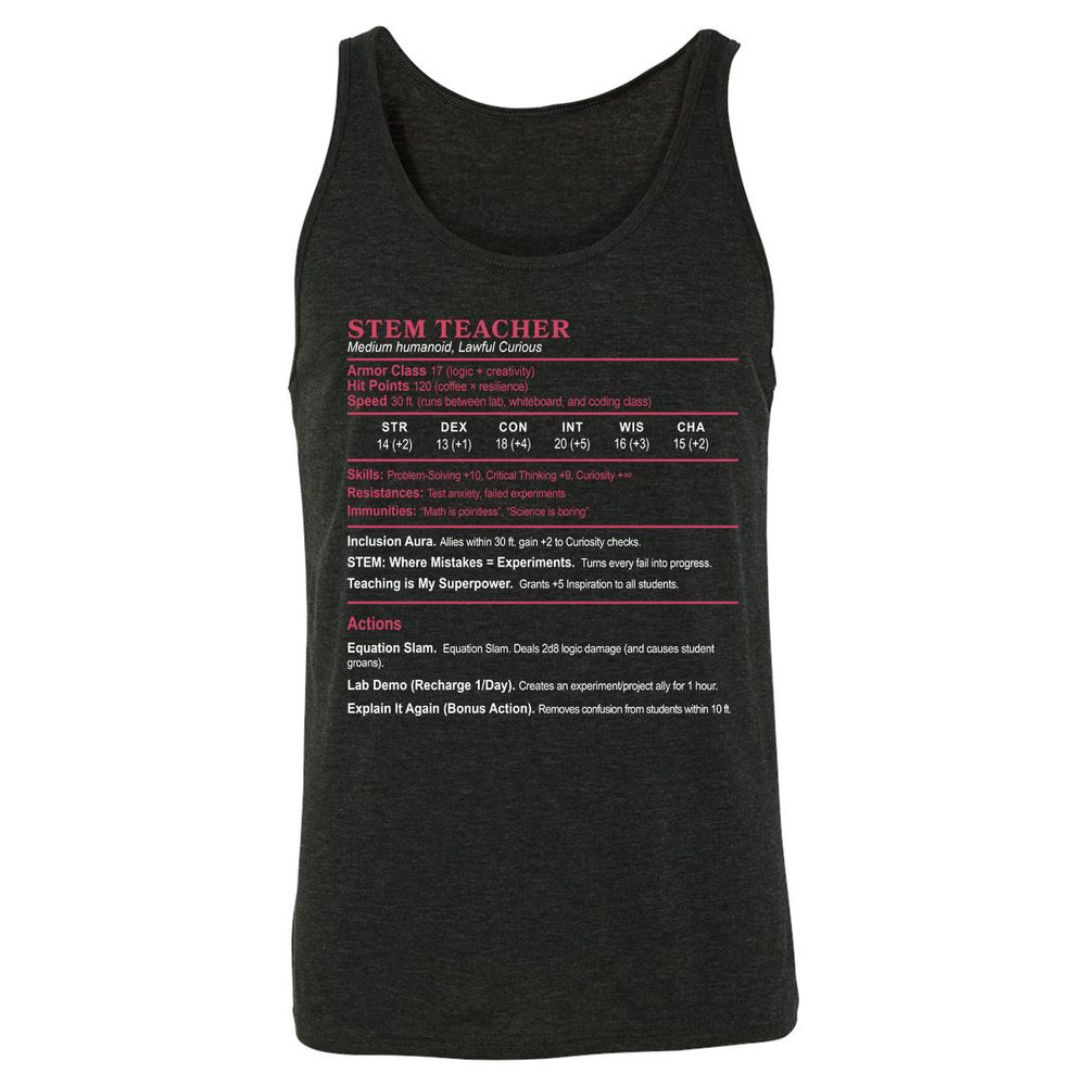 STEM TEACHER Unisex Jersey Tank - Charcoal Black Triblend - 5