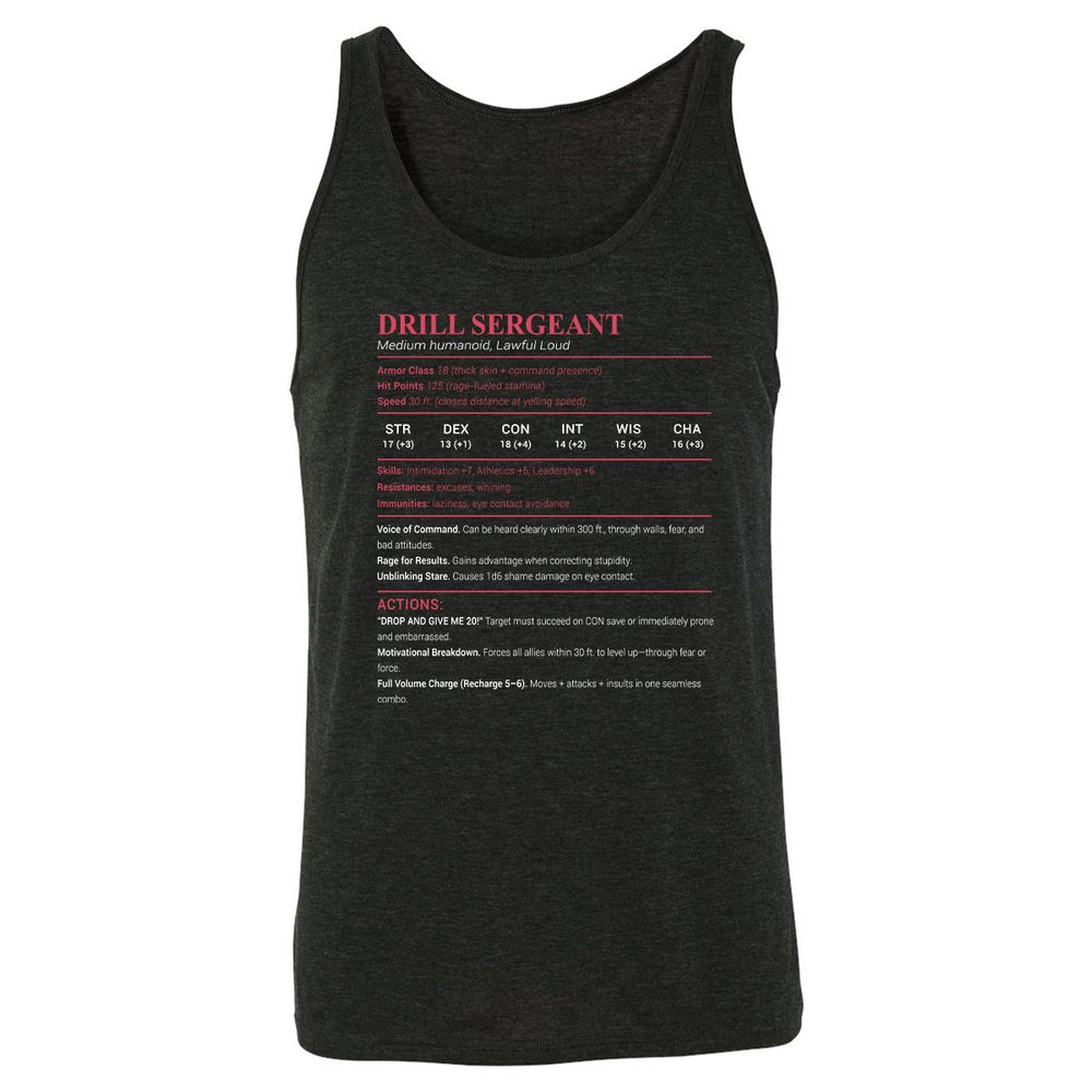 DRILL SERGEANT Unisex Jersey Tank - Charcoal Black Triblend - 5