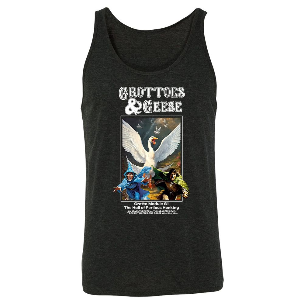 Grottoes & Geese Unisex Jersey Tank - Charcoal Black Triblend - 5