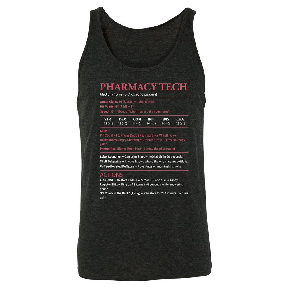 Pharmacy Tech Unisex Jersey Tank - Charcoal Black Triblend - 5