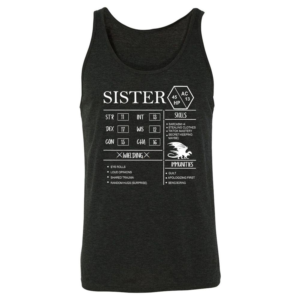 Sister Stats Unisex Jersey Tank - Charcoal Black Triblend - 5