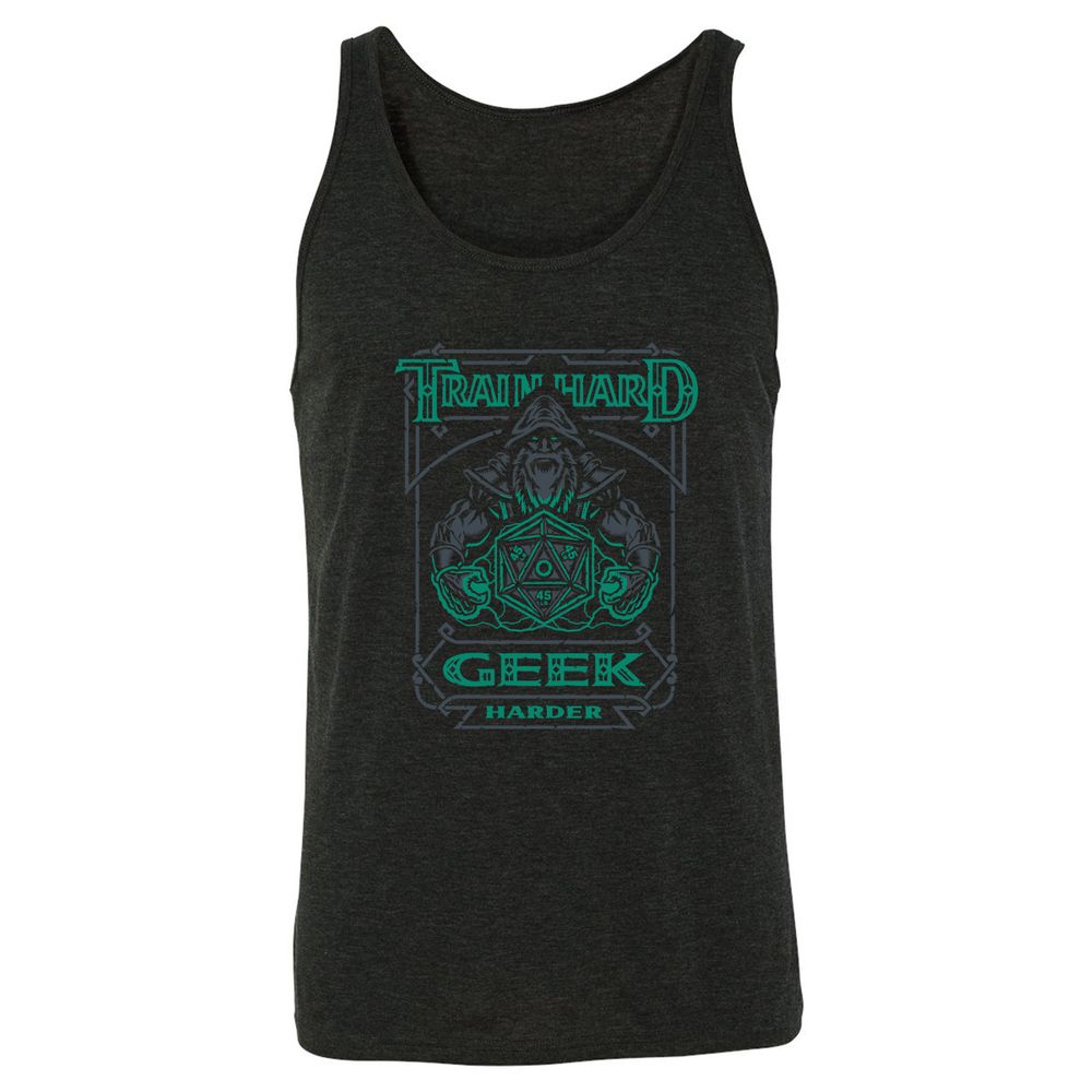 Train Hard, Geek Harder - Charcoal Black Triblend - 5