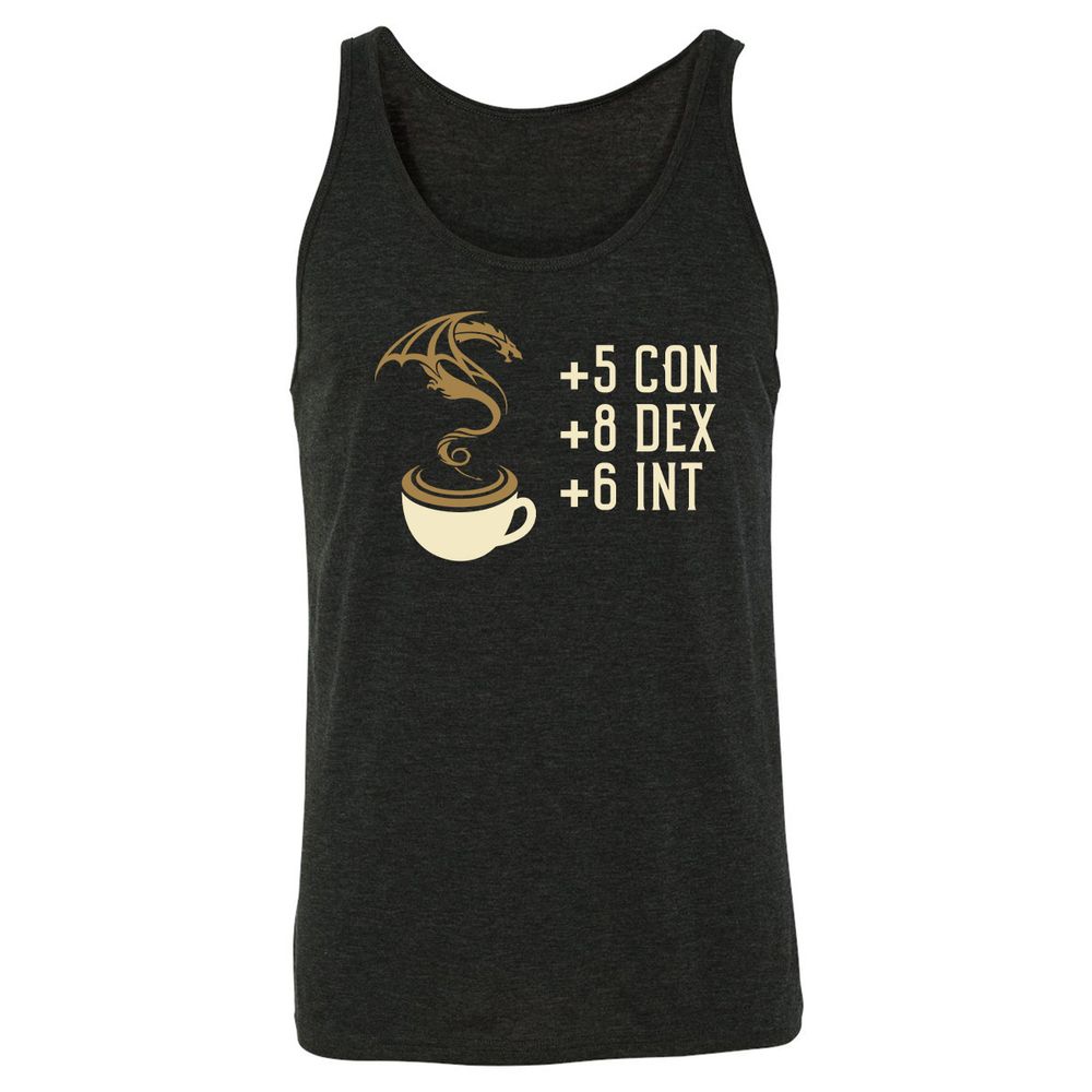 Coffee Dragon Unisex Jersey Tank - Charcoal Black Triblend - 5