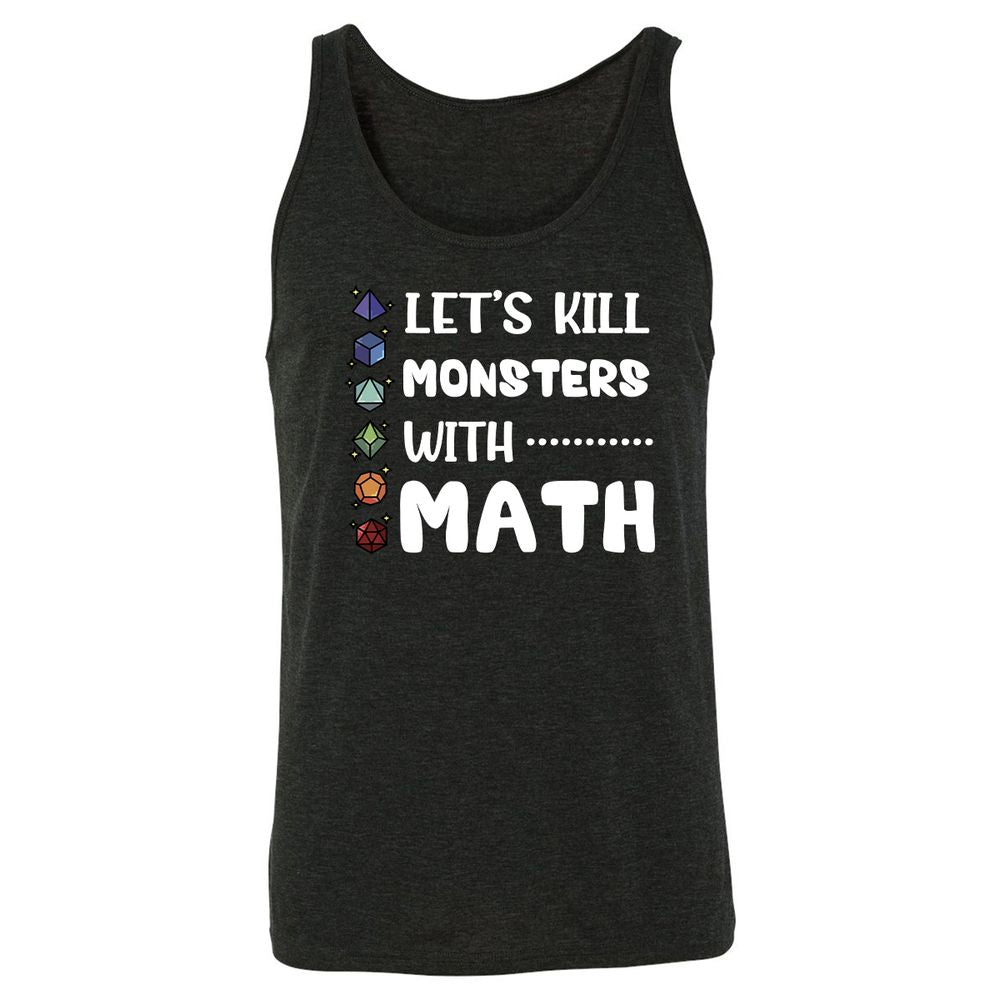 Let's Kill Monsters With Math Unisex Jersey Tank - Charcoal Black Triblend - 5