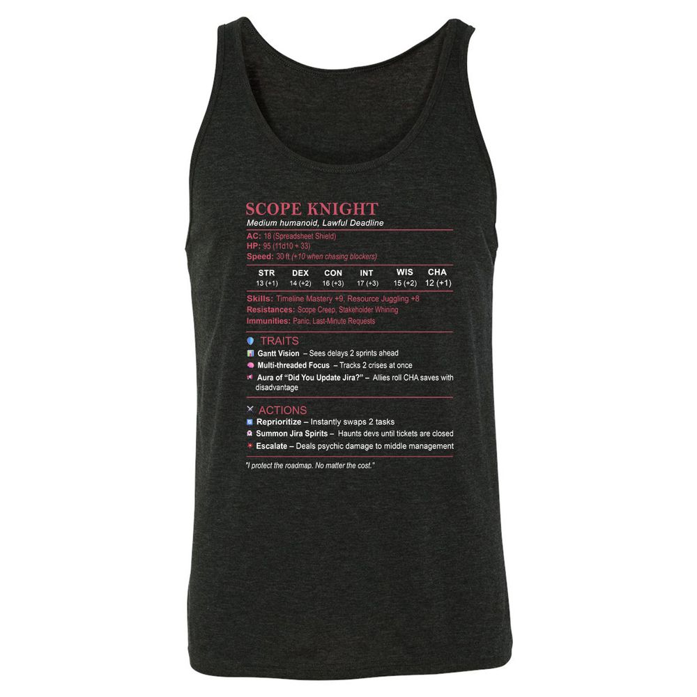 PM Stats Unisex Jersey Tank - Charcoal Black Triblend - 5