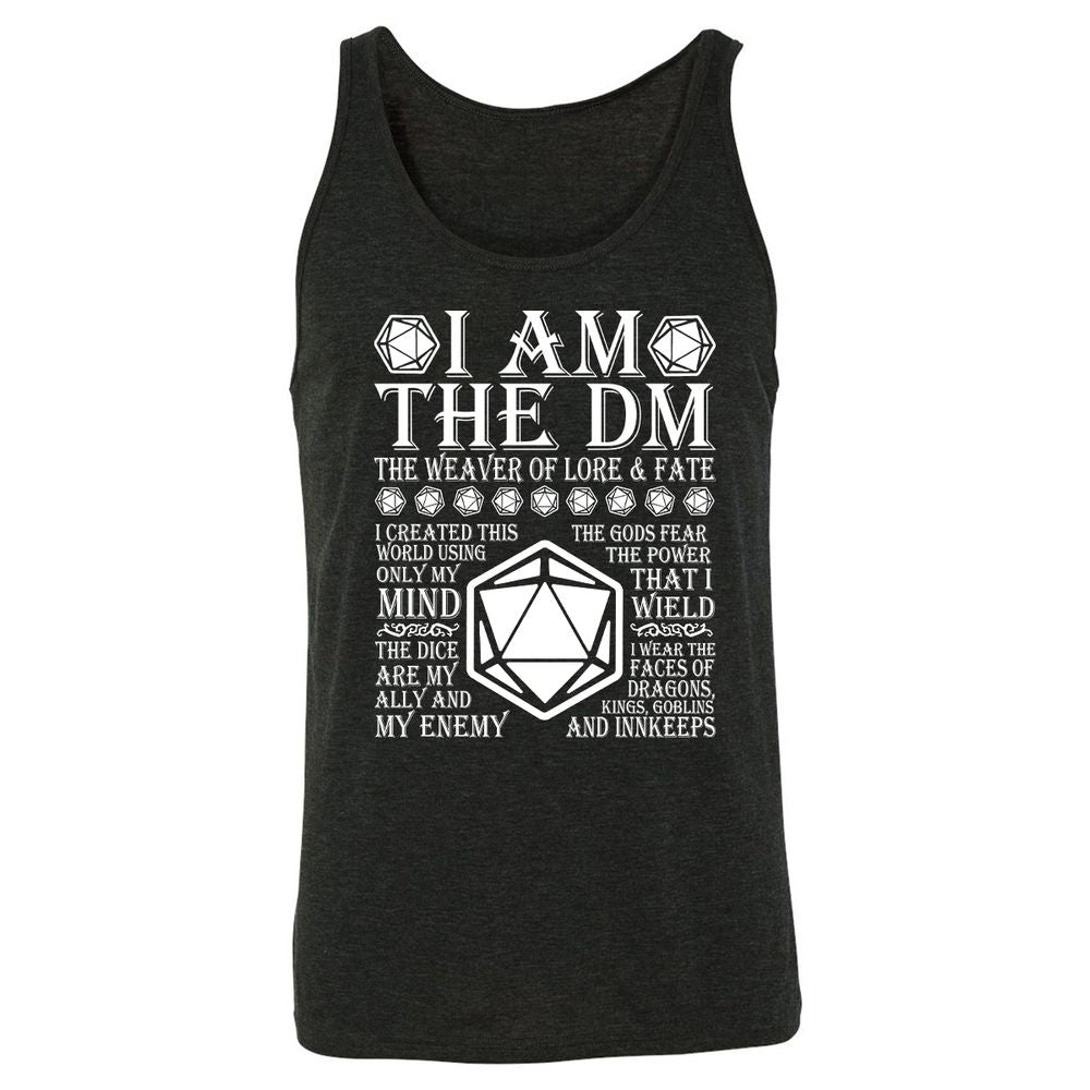 I Am The DM The Weaver Of Lore And Fate Unisex Jersey Tank - Charcoal Black Triblend - 5