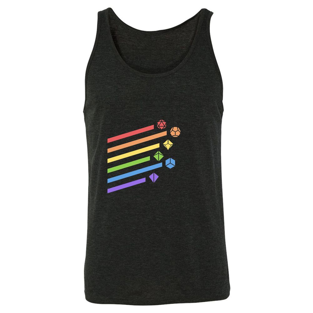 Rainbow Dice Set Unisex Jersey Tank - Charcoal Black Triblend - 5