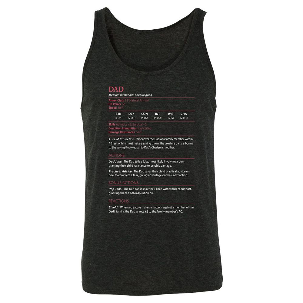 Dad Stats Unisex Jersey Tank - Charcoal Black Triblend - 5