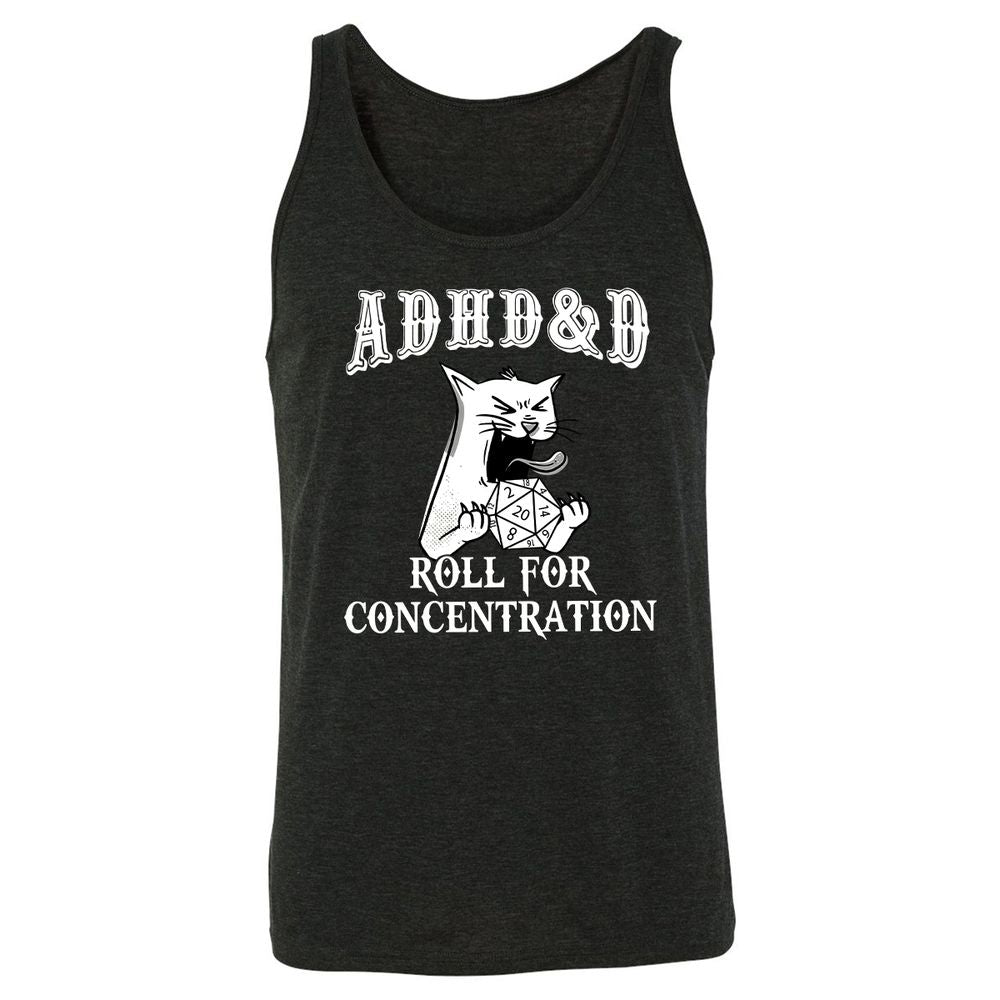 Cat ADHD&D Roll For Concentration Unisex Jersey Tank - Charcoal Black Triblend - 5