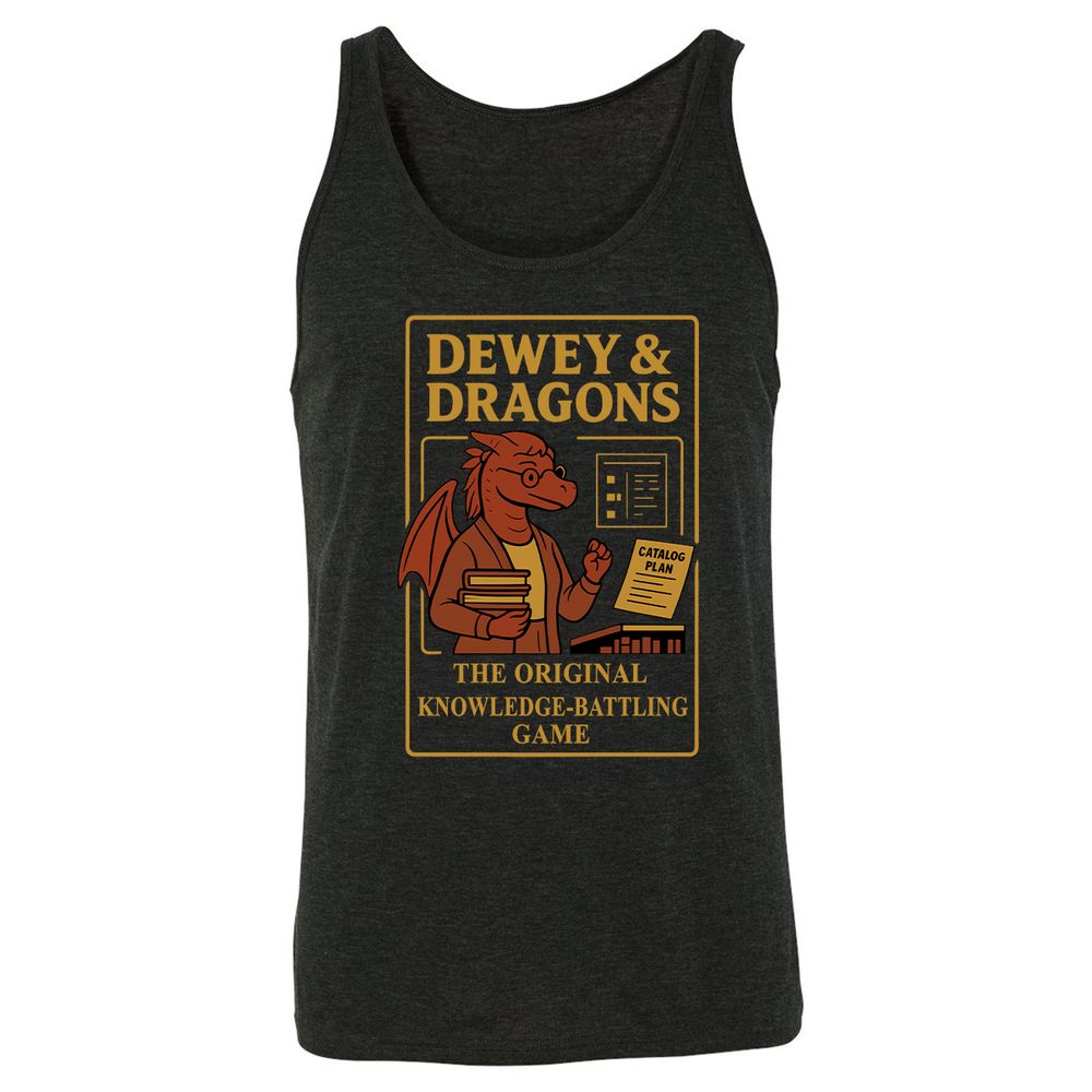 Dewey & Dragons Unisex Jersey Tank - Charcoal Black Triblend - 5
