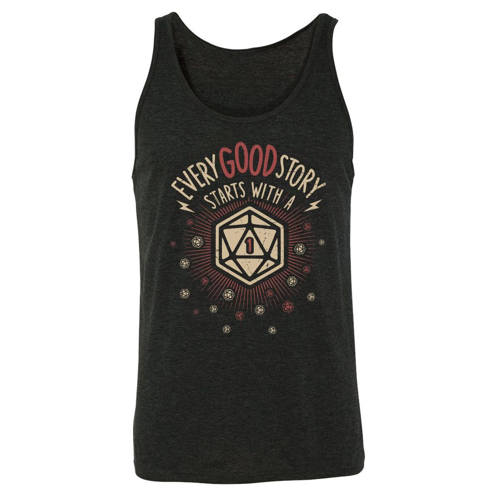 Good Story Starts With A 1 Unisex Jersey Tank - Charcoal Black Triblend - 5