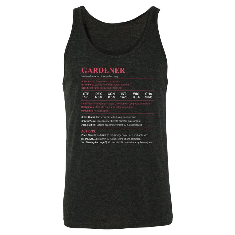 Gardener Stats Unisex Jersey Tank - Charcoal Black Triblend - 5