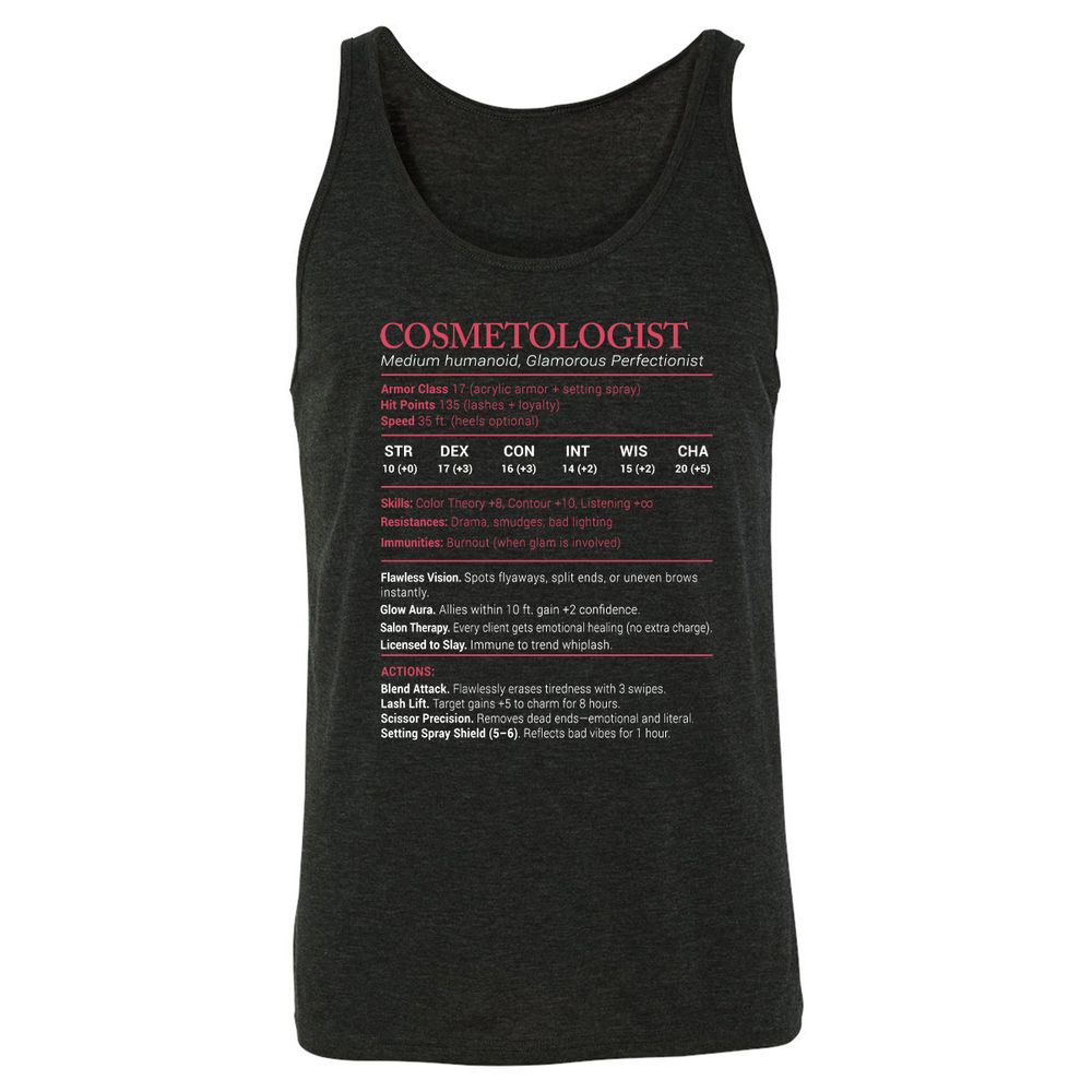 Cosmetologist Stats Unisex Jersey Tank - Charcoal Black Triblend - 5