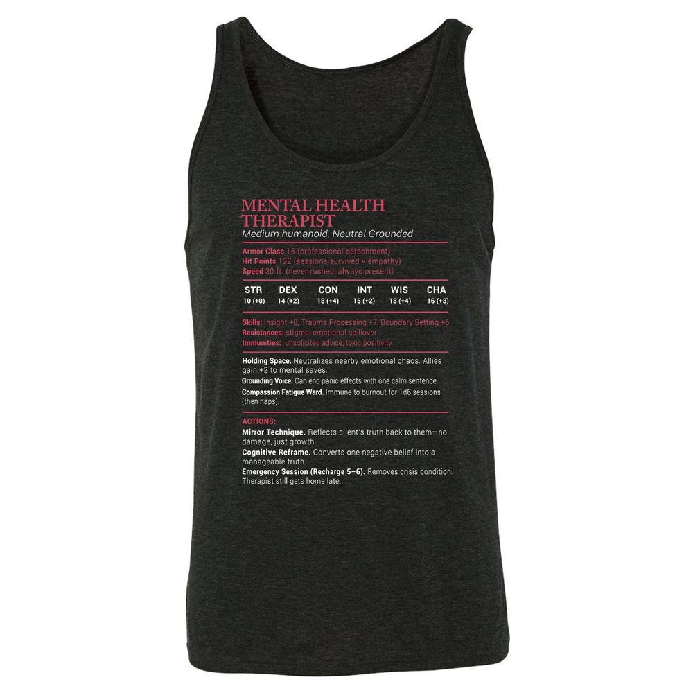 Mental Health Therapist Stats Unisex Jersey Tank - Charcoal Black Triblend - 5