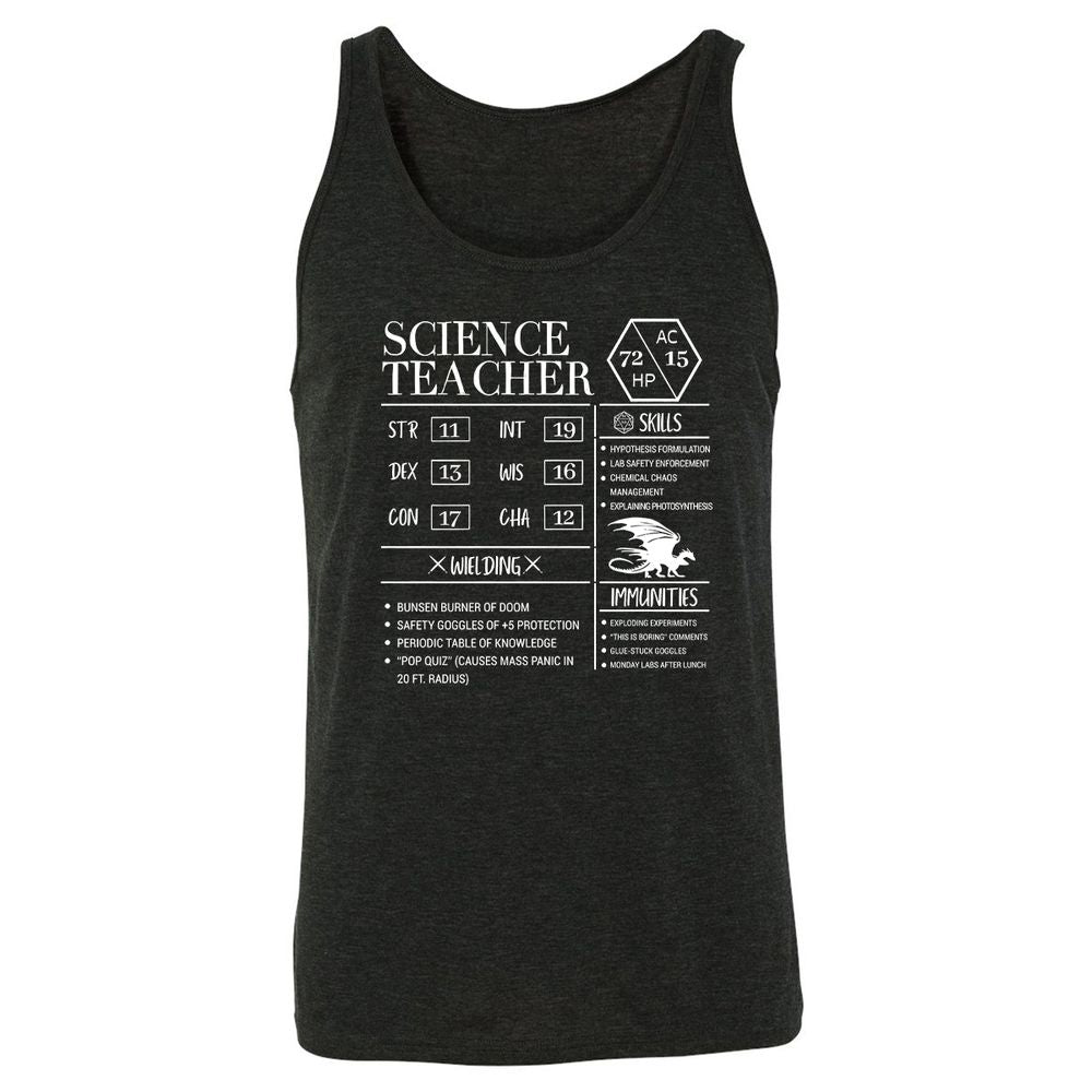 Science Teacher New Unisex Jersey Tank - Charcoal Black Triblend - 5