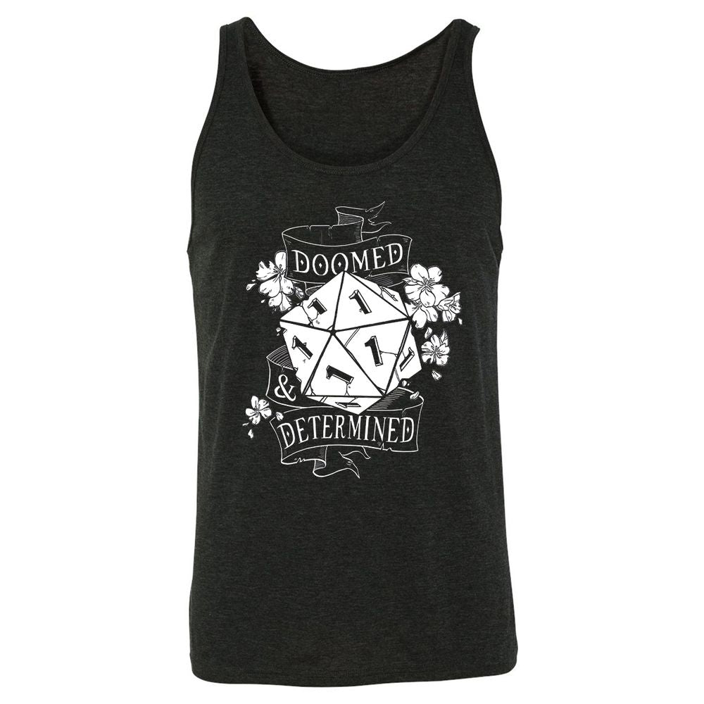 Doomed Determined Unisex Jersey Tank - Charcoal Black Triblend - 5