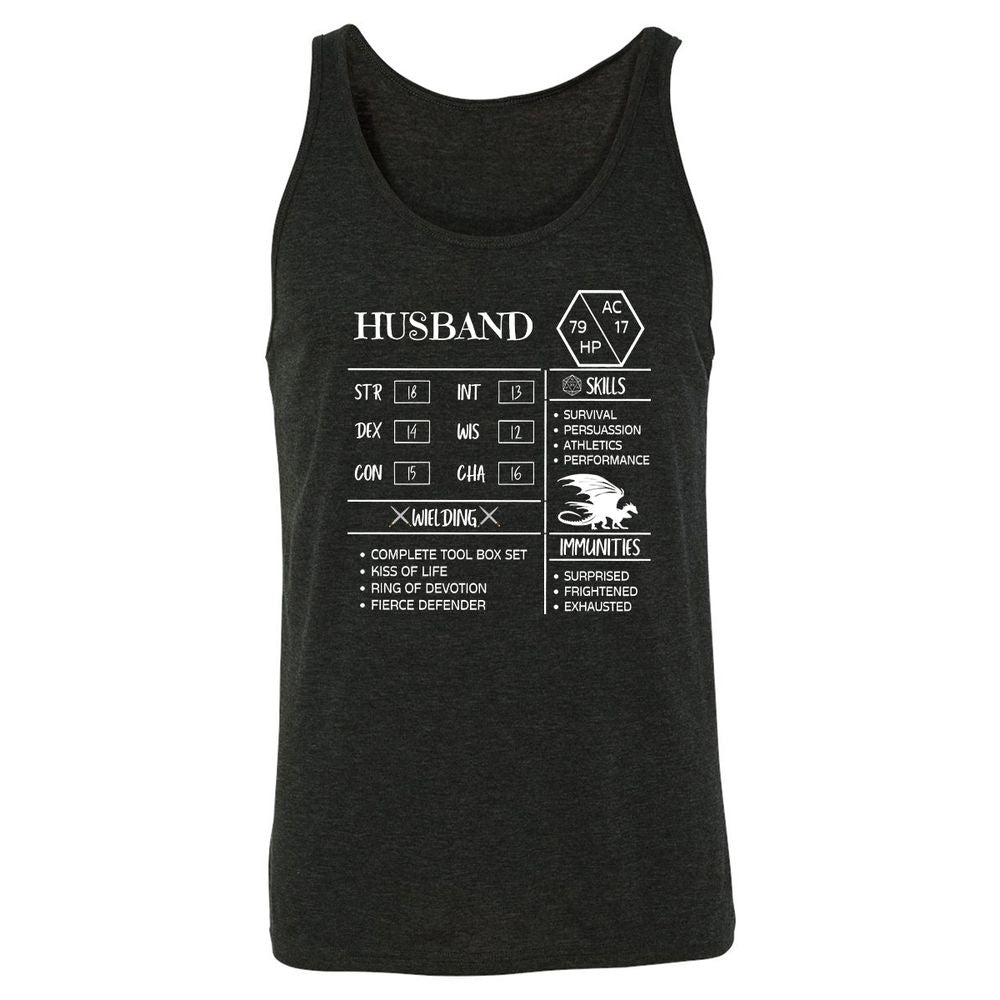 Husband Stats 2 Unisex Jersey Tank - Charcoal Black Triblend - 5