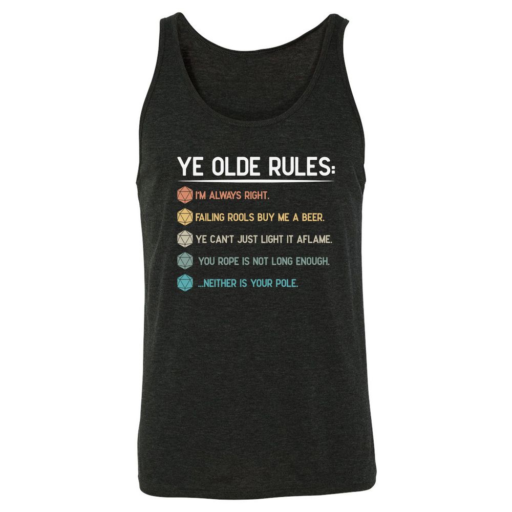 Dungeon Master Rules – Ye Olde RPG Unisex Jersey Tank - Charcoal Black Triblend - 5