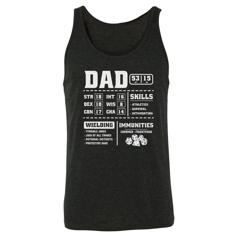 Dad Stat Block 2 Unisex Jersey Tank - Charcoal Black Triblend - 5