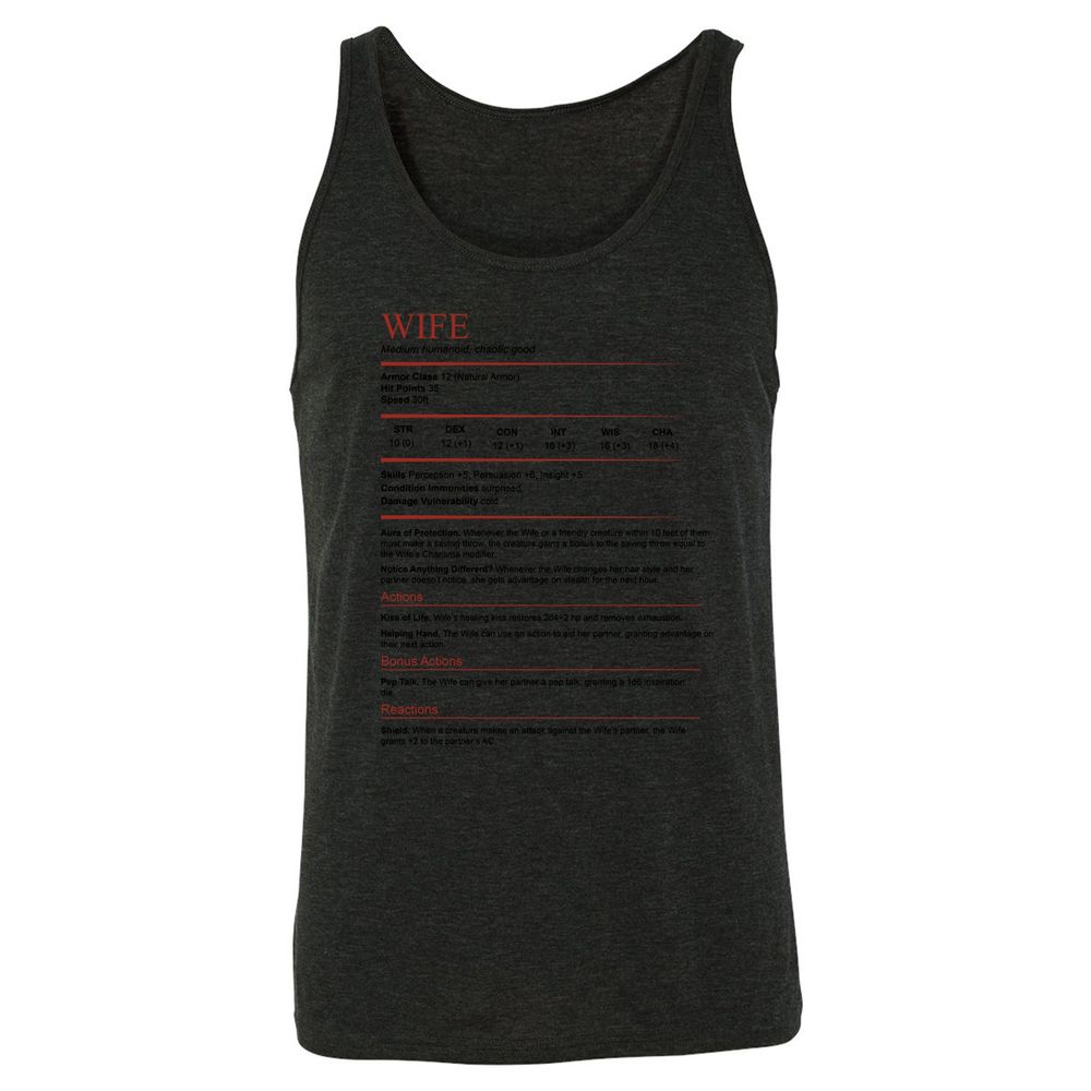 Wife White Unisex Jersey Tank - Charcoal Black Triblend - 5