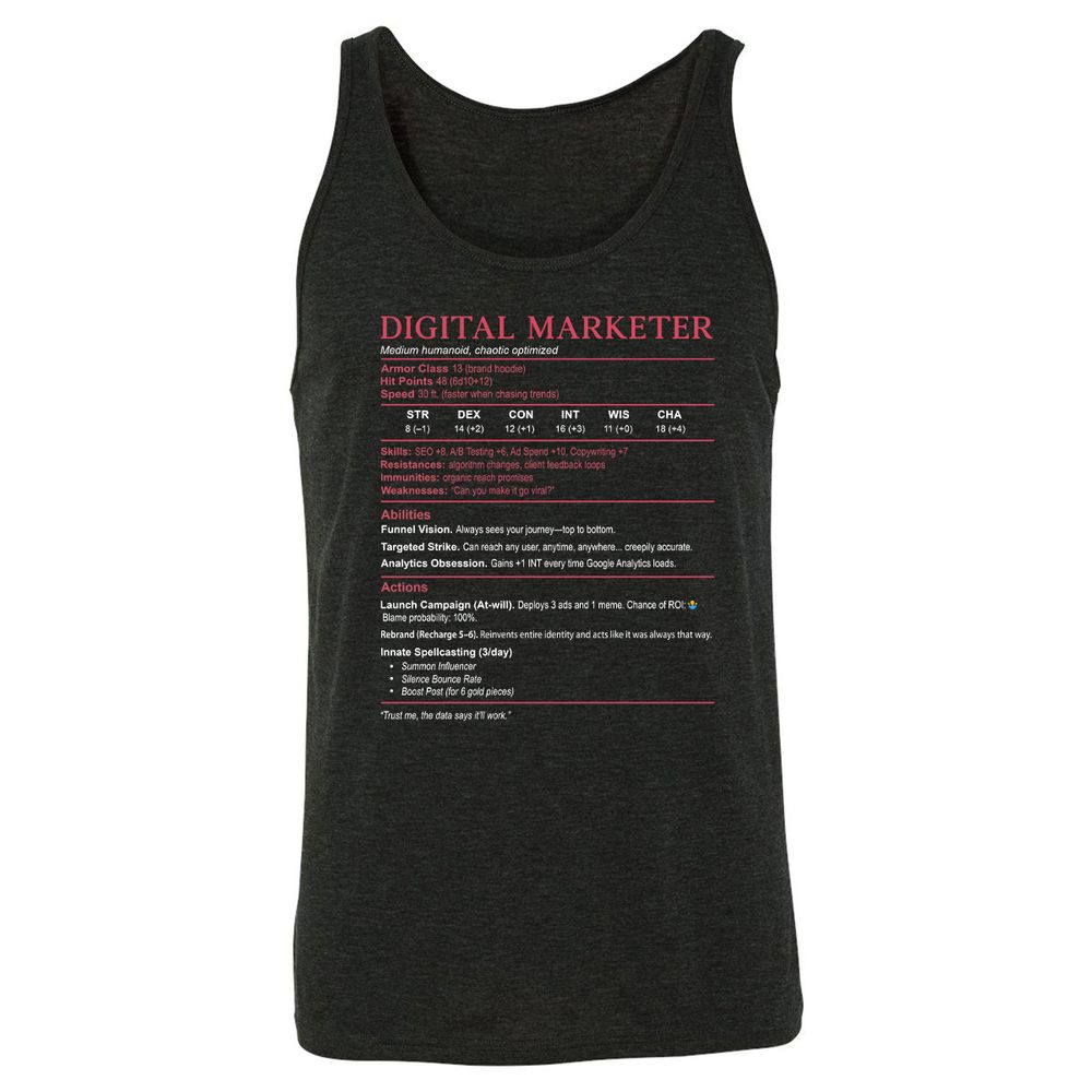Digital Marketer Stats Unisex Jersey Tank - Charcoal Black Triblend - 5