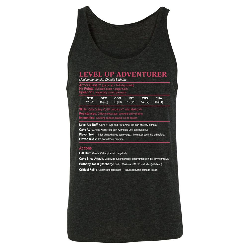 Level Up Adventurer Unisex Jersey Tank - Charcoal Black Triblend - 5