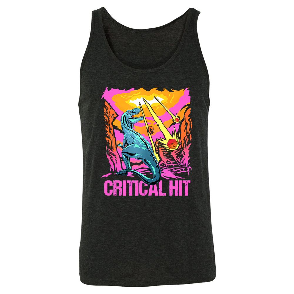 Dinosaur Critical Hit Unisex Jersey Tank - Charcoal Black Triblend - 5