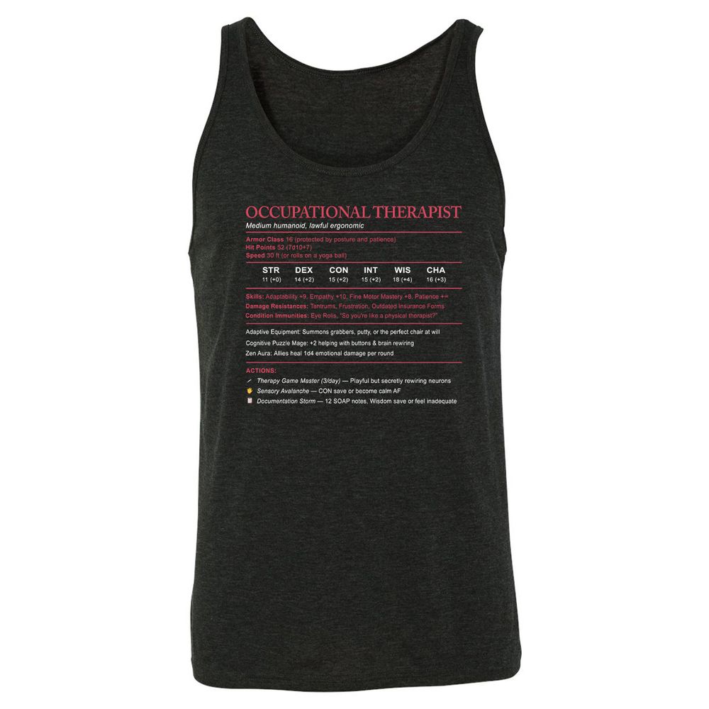 Occupational Therapist Stats Unisex Jersey Tank - Charcoal Black Triblend - 5