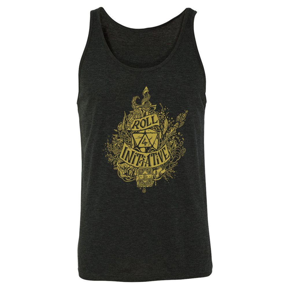 Roll Initiative Unisex Jersey Tank - Charcoal Black Triblend - 5