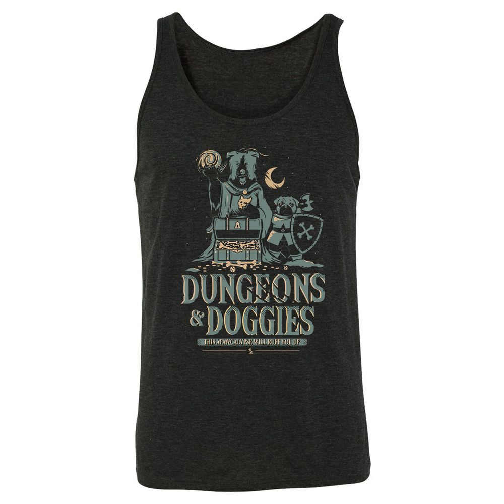 Dungeons & Doggies Unisex Jersey Tank - Charcoal Black Triblend - 5