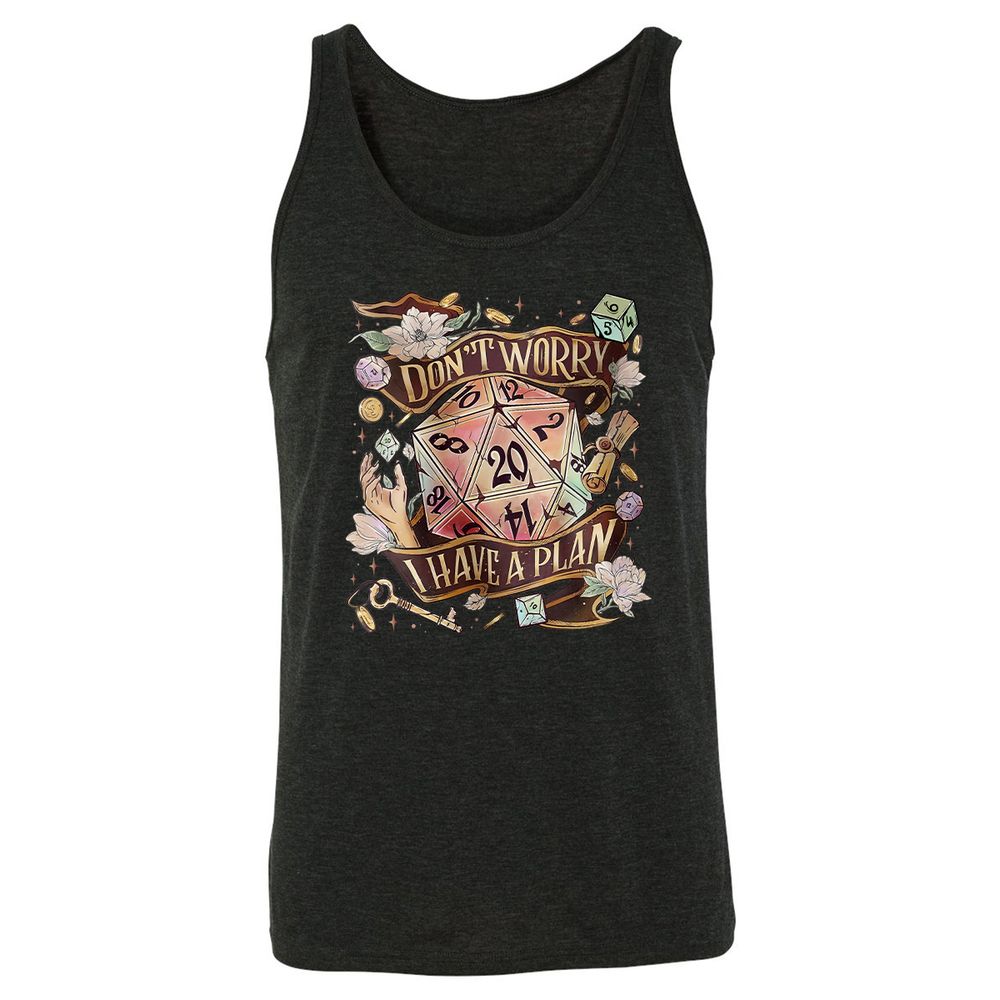 Floral Don't Worry I Have A Plan Unisex Jersey Tank - Charcoal Black Triblend - 5