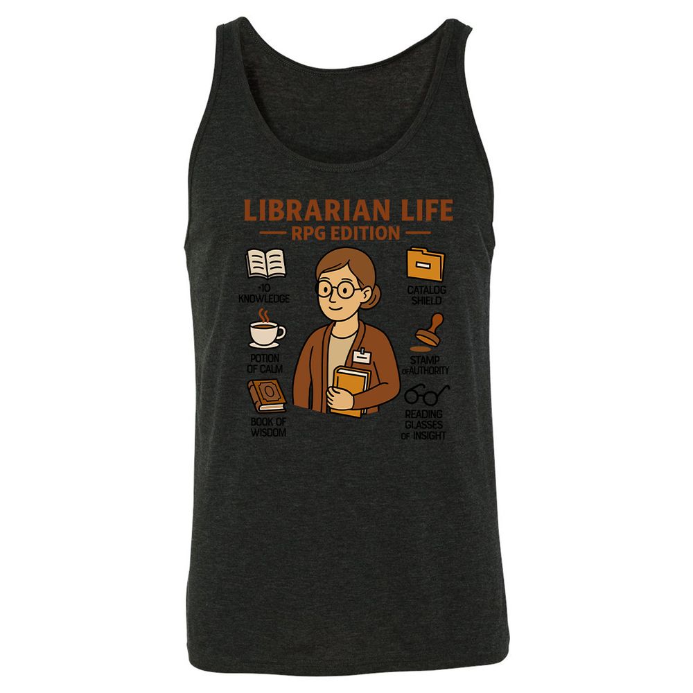 Librarian Life RPG Edition Unisex Jersey Tank - Charcoal Black Triblend - 5