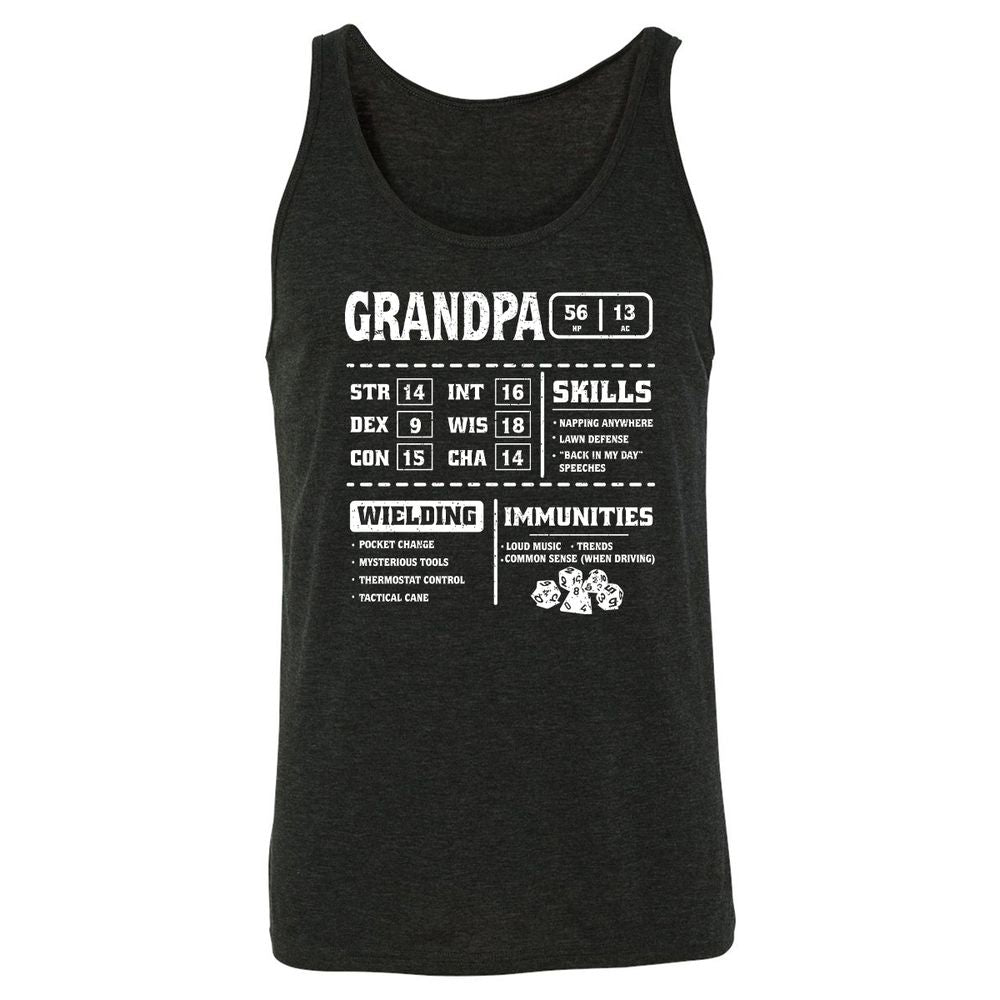 Grandpa Stats 2 Unisex Jersey Tank - Charcoal Black Triblend - 5