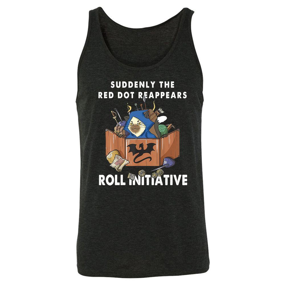 Suddenly The Red Dot Reappears Roll Initiative Unisex Jersey Tank - Charcoal Black Triblend - 5
