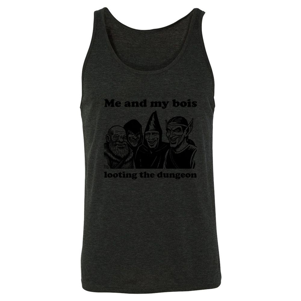 Me and my bois looting the dungeon Unisex Jersey Tank - Charcoal Black Triblend - 5