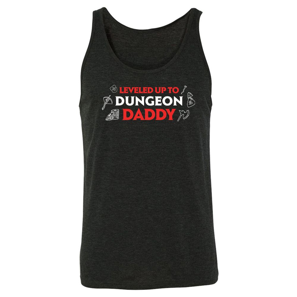 Leveled Up To Dungeon Daddy Unisex Jersey Tank - Charcoal Black Triblend - 5