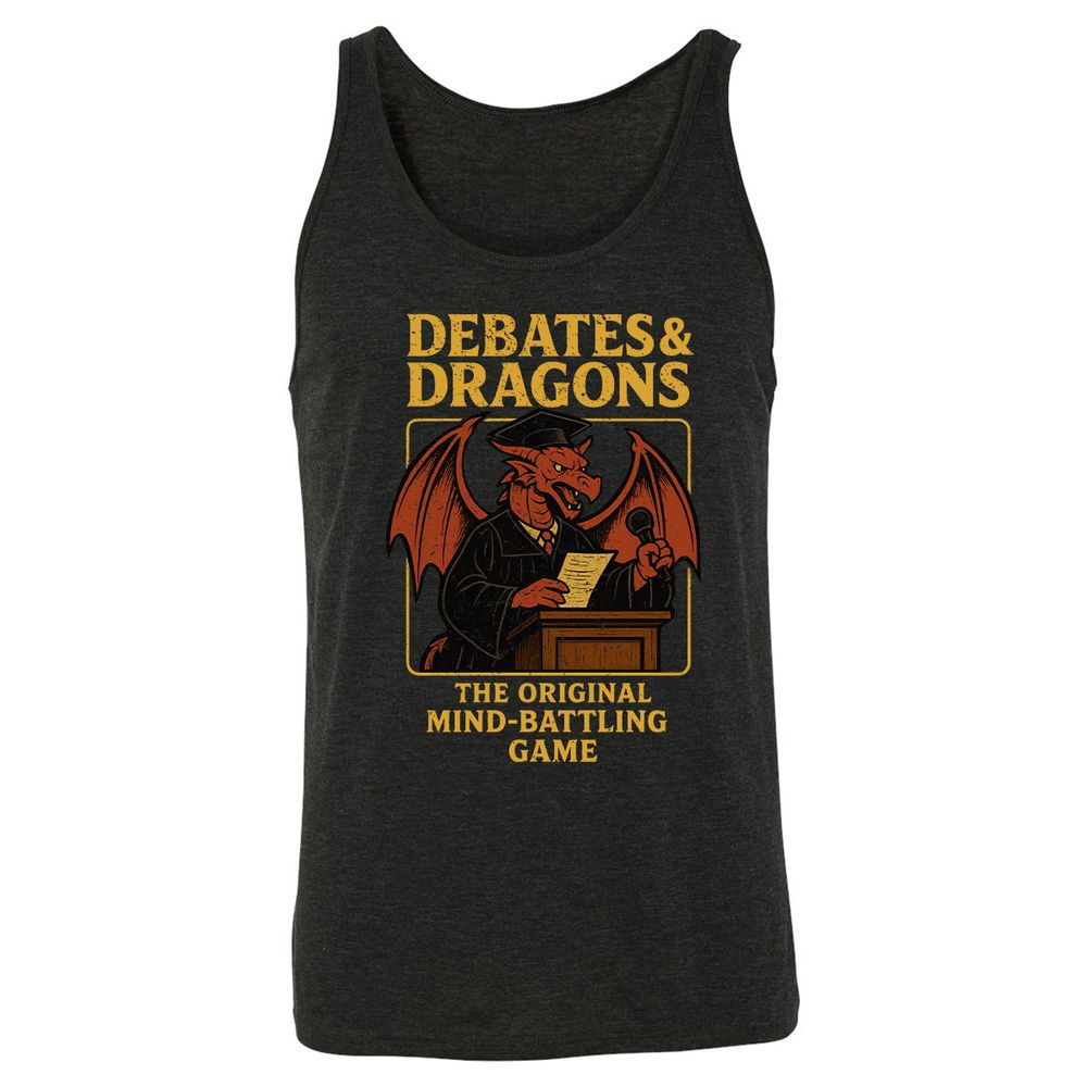 Debates & Dragons Unisex Jersey Tank - Charcoal Black Triblend - 5