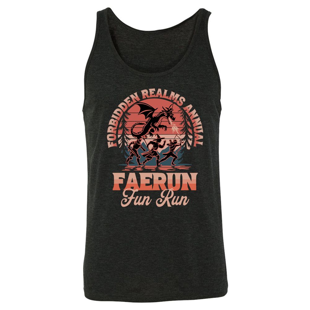 Faerun Fun Run Unisex Jersey Tank - Charcoal Black Triblend - 5