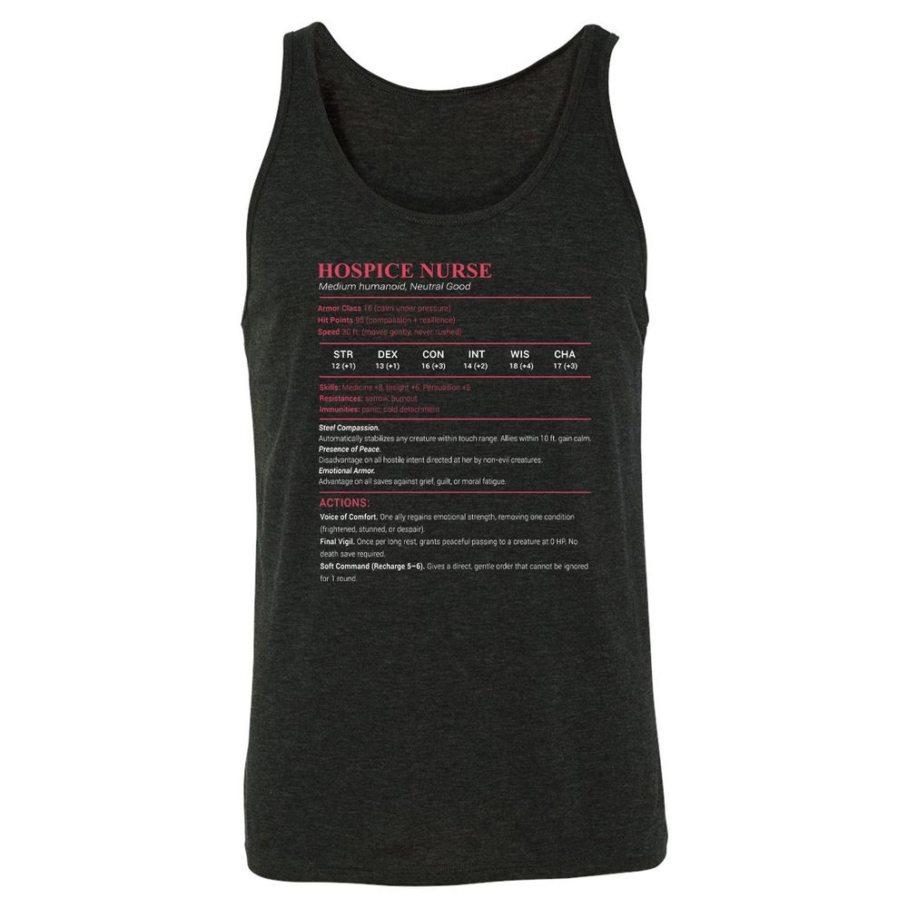 Hospice Nurse Stats Unisex Jersey Tank - Charcoal Black Triblend - 5