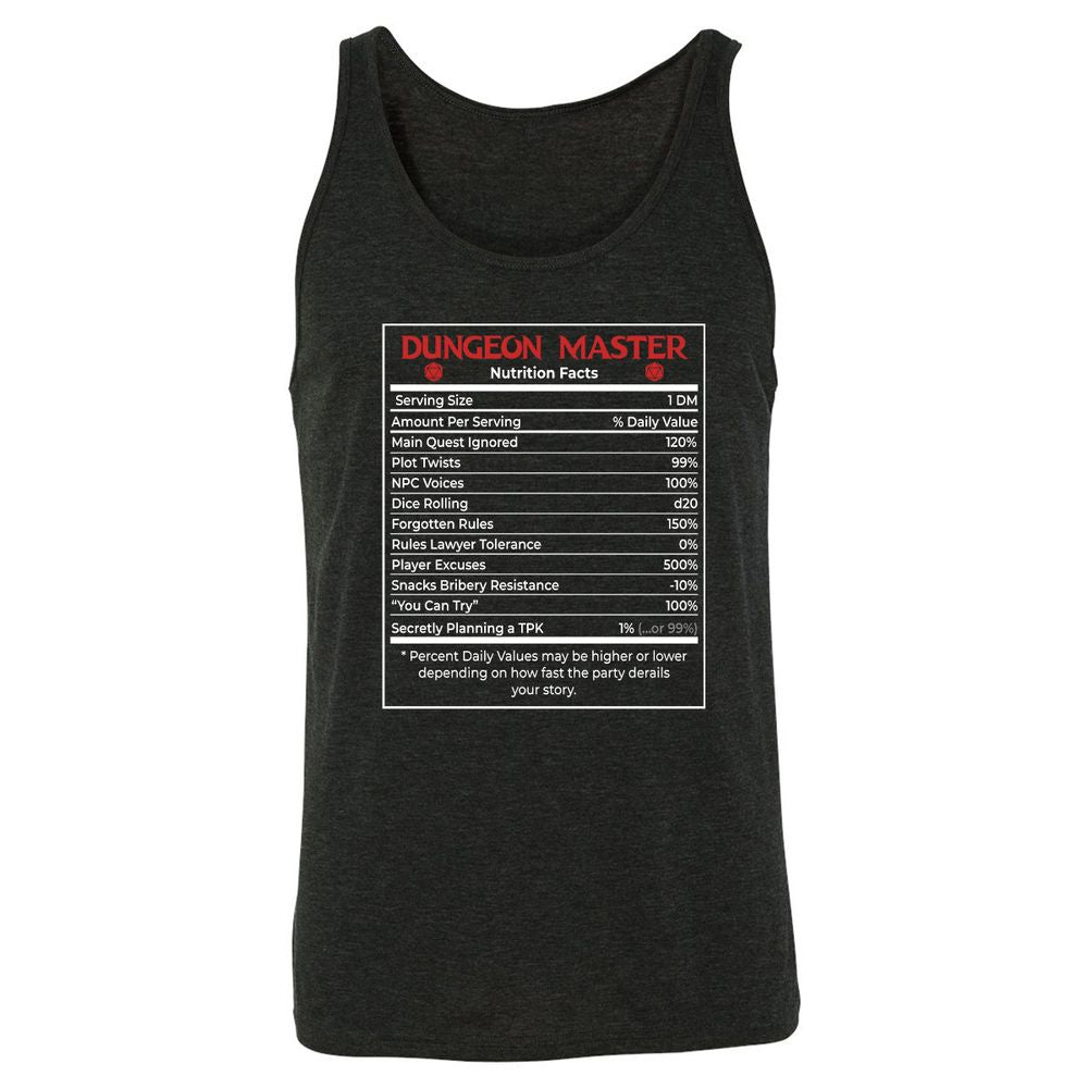Dungeon Master Nutrition Facts Unisex Jersey Tank - Charcoal Black Triblend - 5