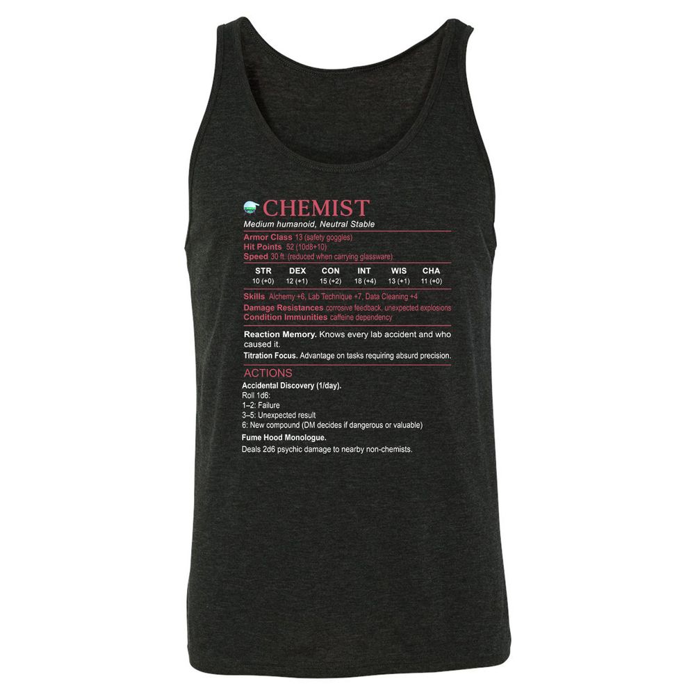 Chemist Stats Unisex Jersey Tank - Charcoal Black Triblend - 5