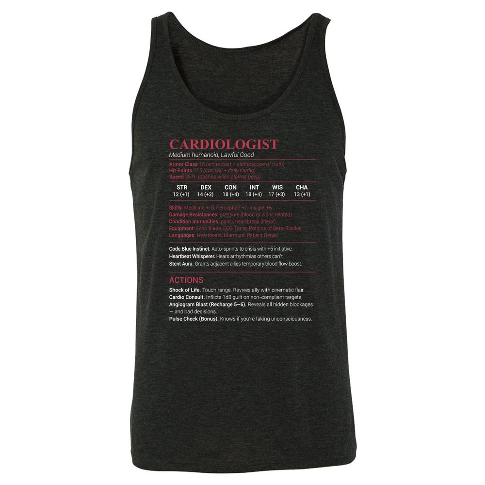 Cardiologist Stats Unisex Jersey Tank - Charcoal Black Triblend - 5