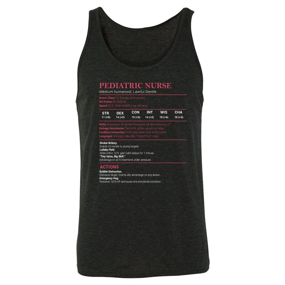Pediatric Nurse Unisex Jersey Tank - Charcoal Black Triblend - 5