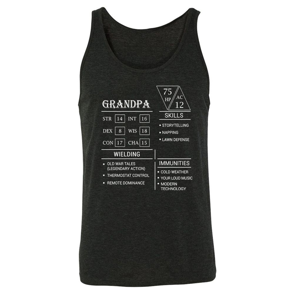 Grandpa Stats Unisex Jersey Tank - Charcoal Black Triblend - 5
