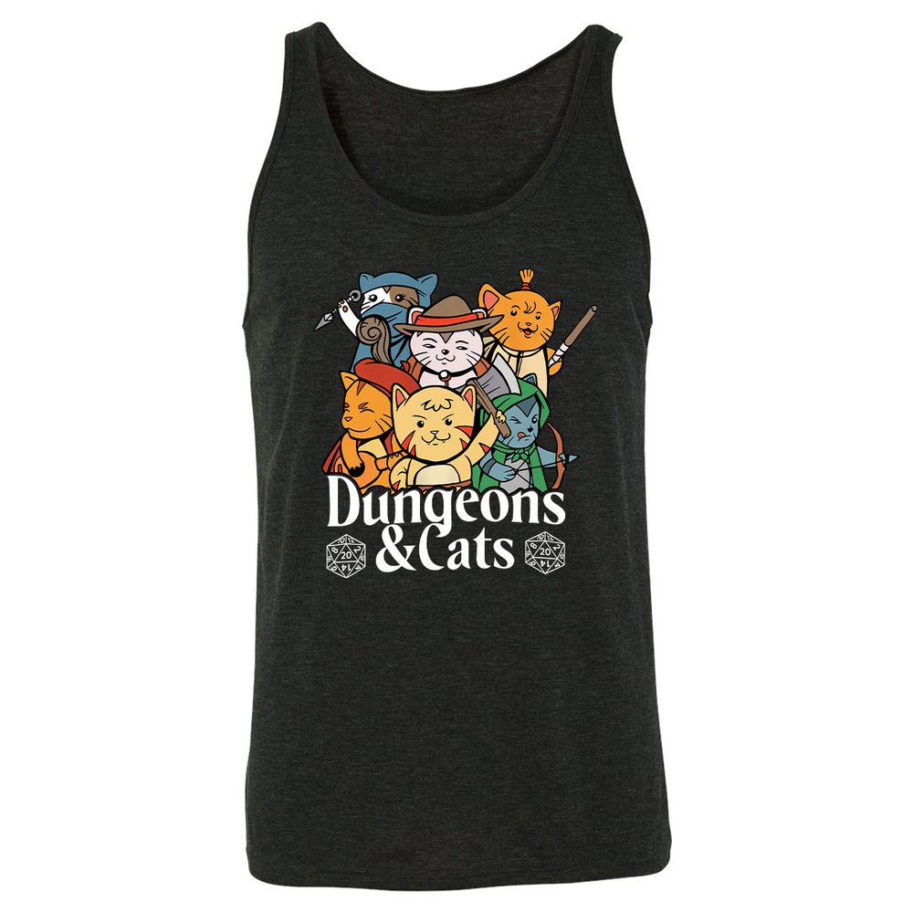 Dungeons & Cats Unisex Jersey Tank - Charcoal Black Triblend - 5