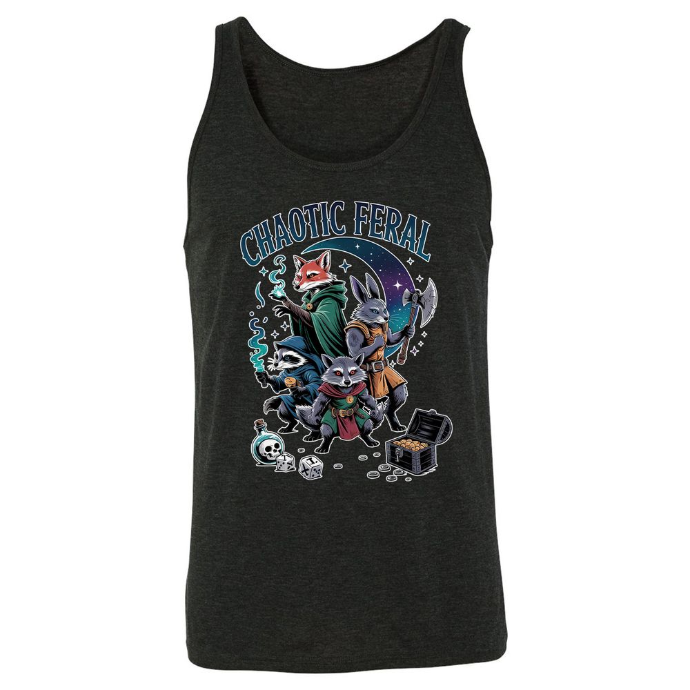 Chaotic Feral Unisex Jersey Tank - Charcoal Black Triblend - 5